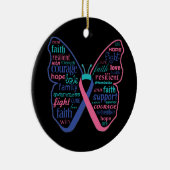 Thyroid Cancer Butterfly Collage of Words Keramisch Ornament (Rechts)