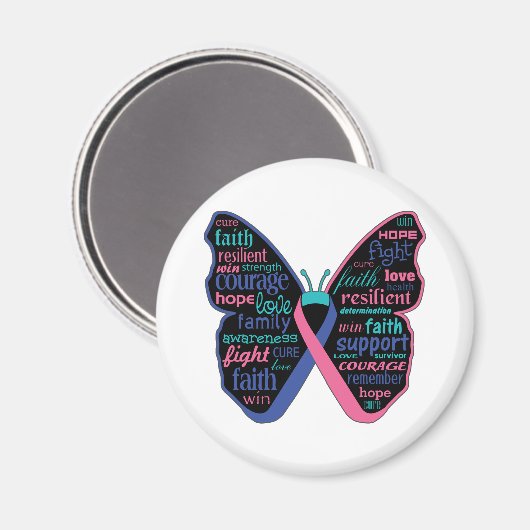 Thyroid Cancer Butterfly Collage of Words Magneet (Voorkant / Achterkant)
