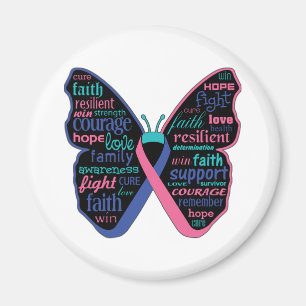 Thyroid Cancer Butterfly Collage of Words Magneet