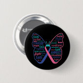 Thyroid Cancer Butterfly Collage of Words Ronde Button 5,7 Cm (Voorkant /achterkant)