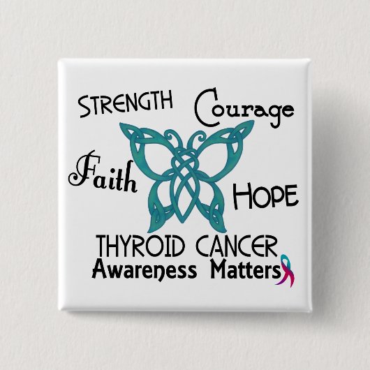 Thyroid Cancer Celtic Butterfly 3 Vierkante Button 5,1 Cm (Voorkant)