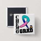 Thyroid Cancer Chemo Afstudeerder Vierkante Button 5,1 Cm (Voorkant /achterkant)