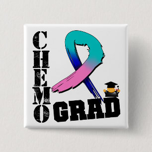 Thyroid Cancer Chemo Afstudeerder Vierkante Button 5,1 Cm