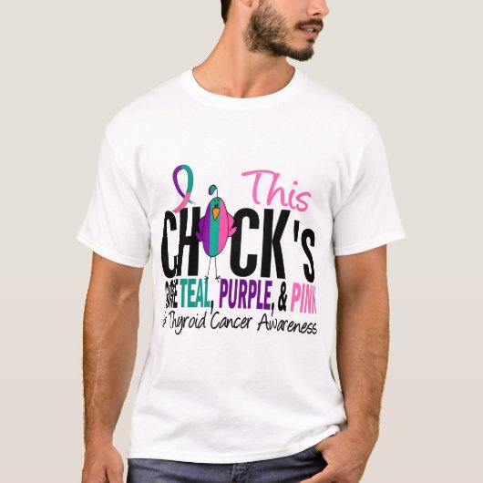 Thyroid Cancer Chick Gone Blauwgroen, Paars en Roz T-shirt (Voorkant)