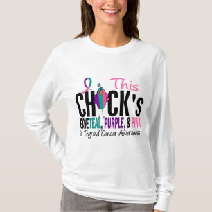 Thyroid Cancer Chick Gone Blauwgroen, Paars en Roz T-shirt