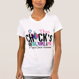 Thyroid Cancer Chick Gone Blauwgroen, Paars en Roz T-shirt