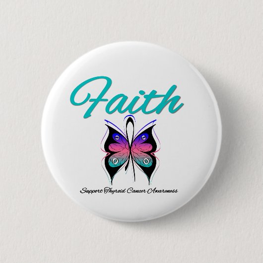 Thyroid Cancer Faith Butterfly Ribbon Ronde Button 5,7 Cm (Voorkant)