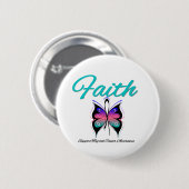 Thyroid Cancer Faith Butterfly Ribbon Ronde Button 5,7 Cm (Voorkant /achterkant)