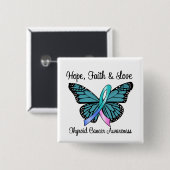 Thyroid Cancer Hope Butterfly Vierkante Button 5,1 Cm (Voorkant /achterkant)