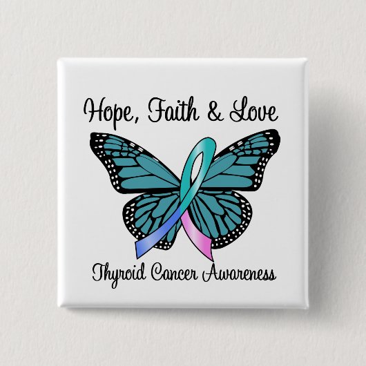 Thyroid Cancer Hope Butterfly Vierkante Button 5,1 Cm (Voorkant)