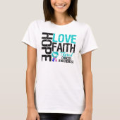 Thyroid Cancer Hope Love Faith T-shirt (Voorkant)