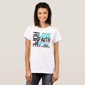 Thyroid Cancer Hope Love Faith T-shirt (Voorkant volledig)