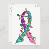 Thyroid Cancer kerstlampje Feestdagenkaart (Voorkant / Achterkant)