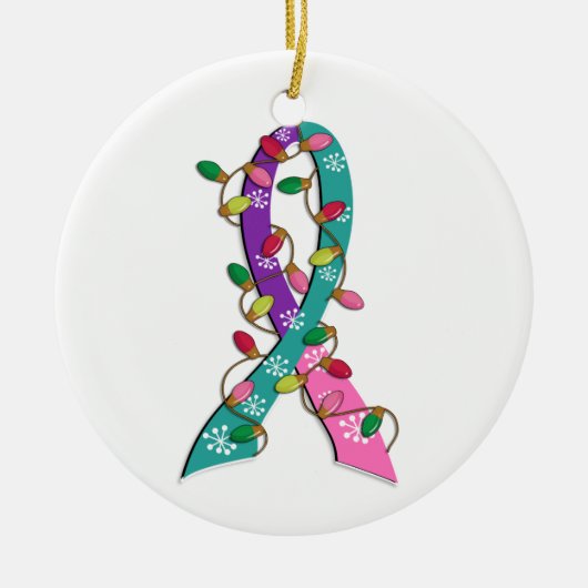 Thyroid Cancer kerstlampje Keramisch Ornament (Voorkant)