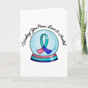 Thyroid Cancer Merry Kerstmis Snowglobe Feestdagen Kaart