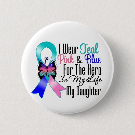 Thyroid Cancer Ribbon Hero Mijn dochter Ronde Button 5,7 Cm (Voorkant)