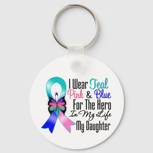 Thyroid Cancer Ribbon Hero Mijn dochter Sleutelhanger (Voorkant)