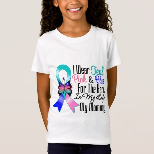 Thyroid Cancer Ribbon Hero Mijn mama T-shirt (Voorkant)