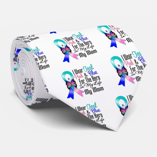 Thyroid Cancer Ribbon Hero Mijn moeder Stropdas (Opgerold)
