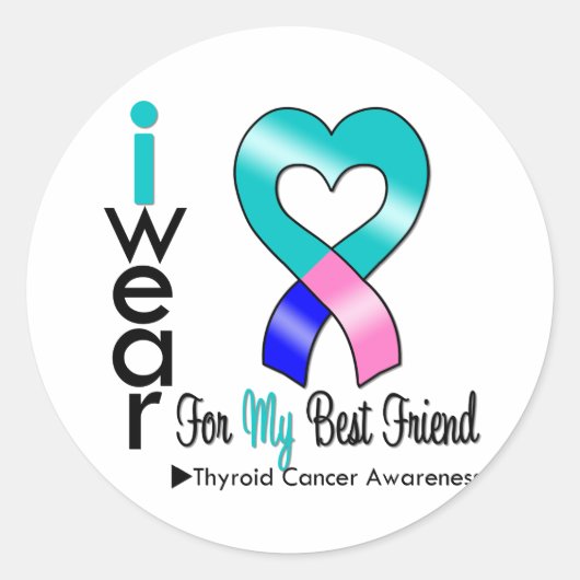 Thyroid Cancer Ribbon voor mijn beste vriend Ronde Sticker (Voorkant)