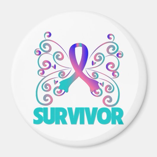 Thyroïd Cancer Survivor Butterfly Magneet (Voorkant)