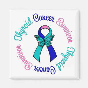 Thyroïd Cancer Survivor Butterfly Ribbon Magneet