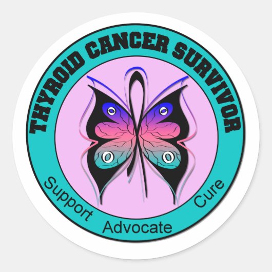 Thyroïd Cancer Survivor Butterfly Ronde Sticker (Voorkant)