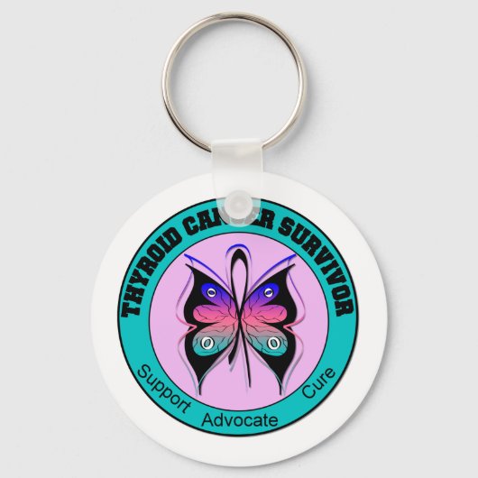 Thyroïd Cancer Survivor Butterfly Sleutelhanger (Voorkant)