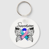 Thyroïd Cancer Survivor Butterfly Sleutelhanger (Voorkant)