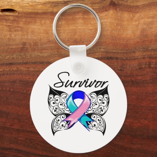 Thyroïd Cancer Survivor Butterfly Sleutelhanger (Voorkant)