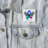 Thyroid Cancer Tribal Butterfly Ribbon Vierkante Button 5,1 Cm (In situ)