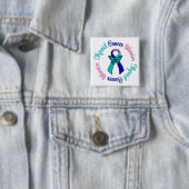Thyroid Cancer Warrior Butterfly Vierkante Button 5,1 Cm (In situ)