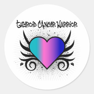 Thyroid Cancer Warrior Heart Ronde Sticker
