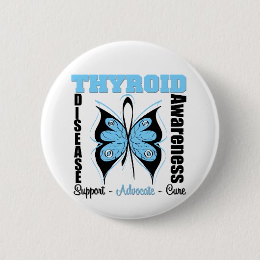 Thyroïd Disease Awareness Butterfly Ronde Button 5,7 Cm (Voorkant)