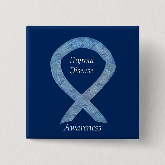 Thyroïd Disease Awareness Paisley Ribbon Pin Vierkante Button 5,1 Cm (Voorkant)
