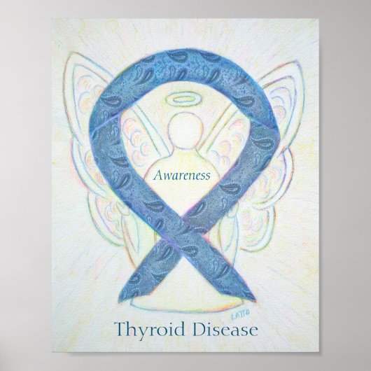 Thyroid Disease Awareness Ribbon Angel Art Poster (Voorkant)
