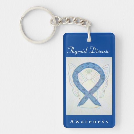 Thyroïd Disease Awareness Ribbon Angel Sleutelhang Sleutelhanger (Voorkant)