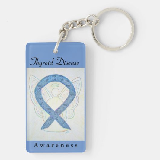 Thyroid Disease Awareness Ribbon Art Sleutelhanger (achterkant)
