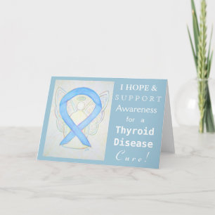 Thyroïd Disease Awareness Ribbon Blue Angel Kaarte Kaart