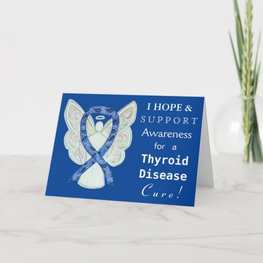 Thyroid Disease Awareness Ribbon Paisley Blue Card Kaart (Voorkant)