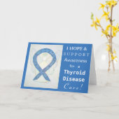 Thyroid Disease Awareness Ribbon Paisley Blue Card Kaart (Gele Bloem)