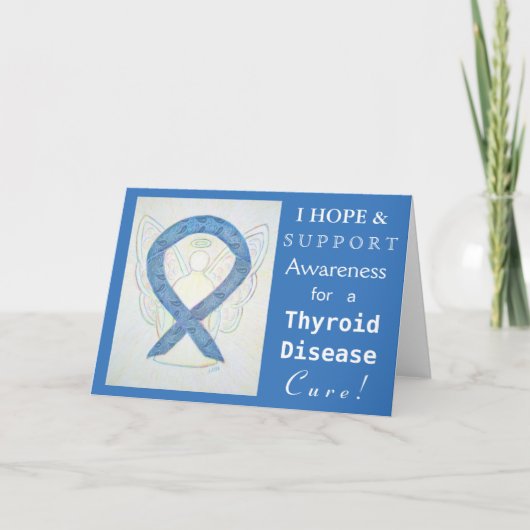 Thyroid Disease Awareness Ribbon Paisley Blue Card Kaart (Voorkant)