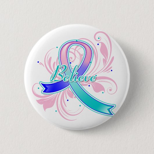 Thyroïde kanker geloof Vlaams lintje Ronde Button 5,7 Cm (Voorkant)