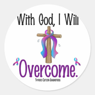 Thyroïde kanker met God die ik zal overwinnen Ronde Sticker