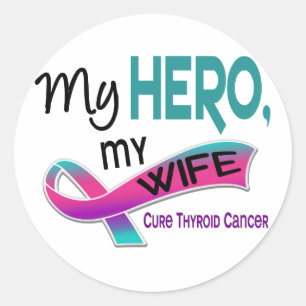 Thyroïde kanker MIJN HERO MIJN VROUW 42 Ronde Sticker