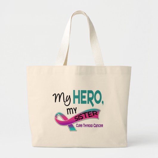 Thyroïde kanker MIJN HERO MIJN ZISTER 42 Grote Tote Bag (Voorkant)