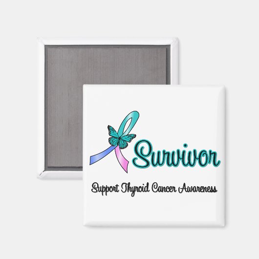 Thyroïde kanker Survivor Ribbon Butterfly Magneet (Voorkant / Achterkant)