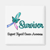 Thyroïde kanker Survivor Ribbon Butterfly Magneet (Voorkant)