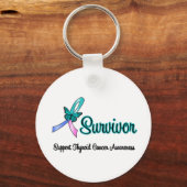 Thyroïde kanker Survivor Ribbon Butterfly Sleutelhanger (Voorkant)