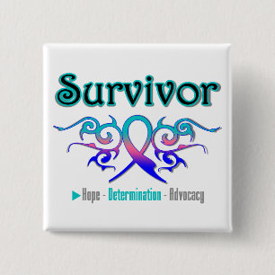 Thyroïde kanker Survivor Tribbon Vierkante Button 5,1 Cm